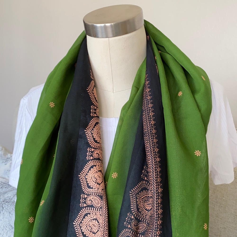 Silk Scarf Wrap Shawl Sarong Indian Inspired 44 x 70 inches